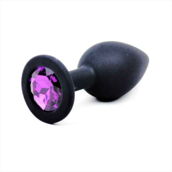 Buttplug mit Kristal VIOLETT - SILIKON in 3 Größen 40mm